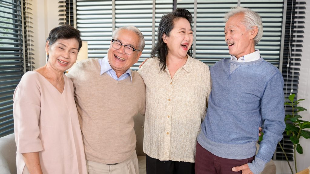 Senior people are relaxing together at elderly health care center